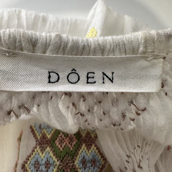 DOEN Womens Peasant Top Size XS Relaxed Fit Boho Embroidered Boho - Picture 4 of 9